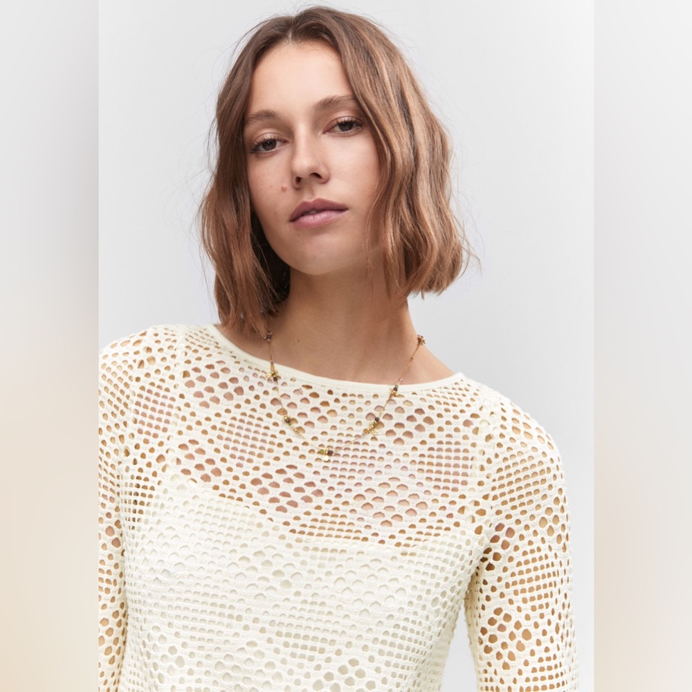 MANGO Geometric Pattern Openwork Dress - Picture 6 of 7